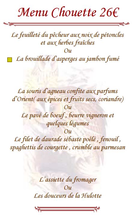 Menu Chouette